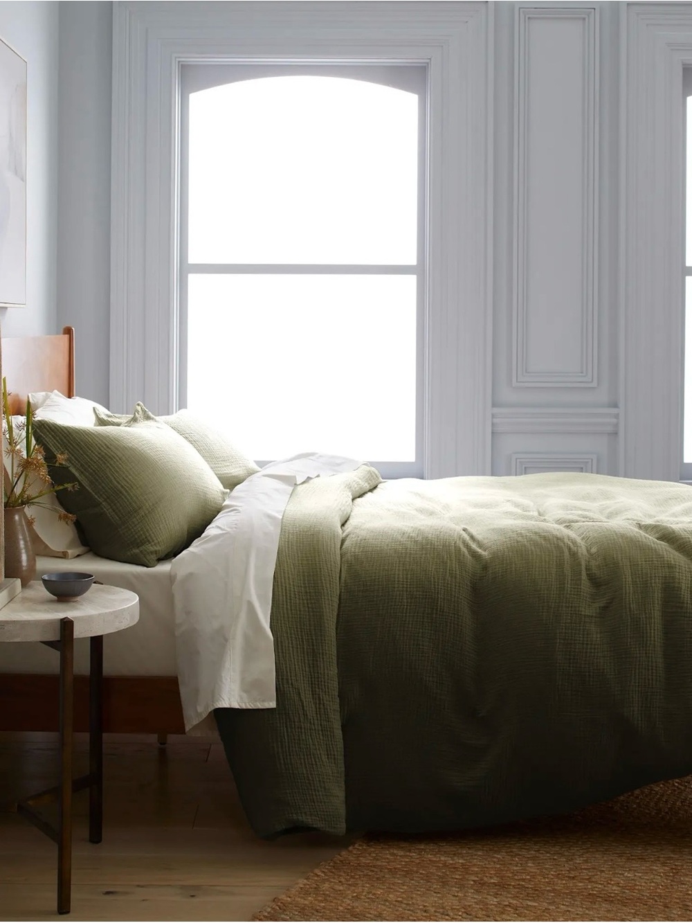 Organic Cotton Gauze Olive Green Duvet Set King/CalKing 170 Retail